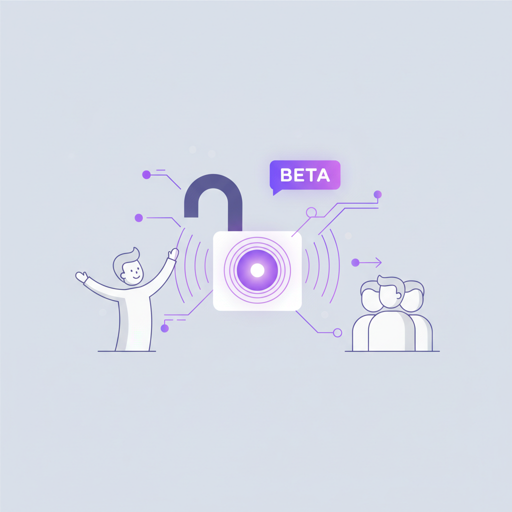 Illustration of a user unlocking a special feature on a screen, with other users looking on.