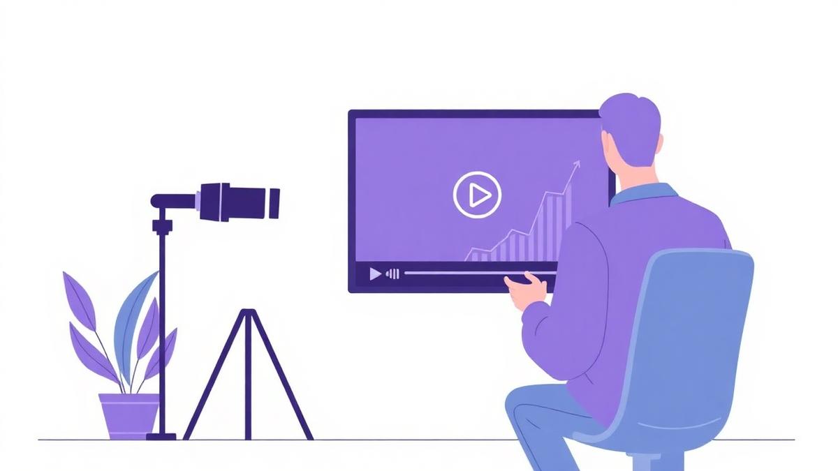 Illustration of a founder filming a product tutorial video for a YouTube channel.